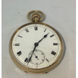 An early 20th century 9ct rose gold open-face pocket watch, the white enamel dial with Roman