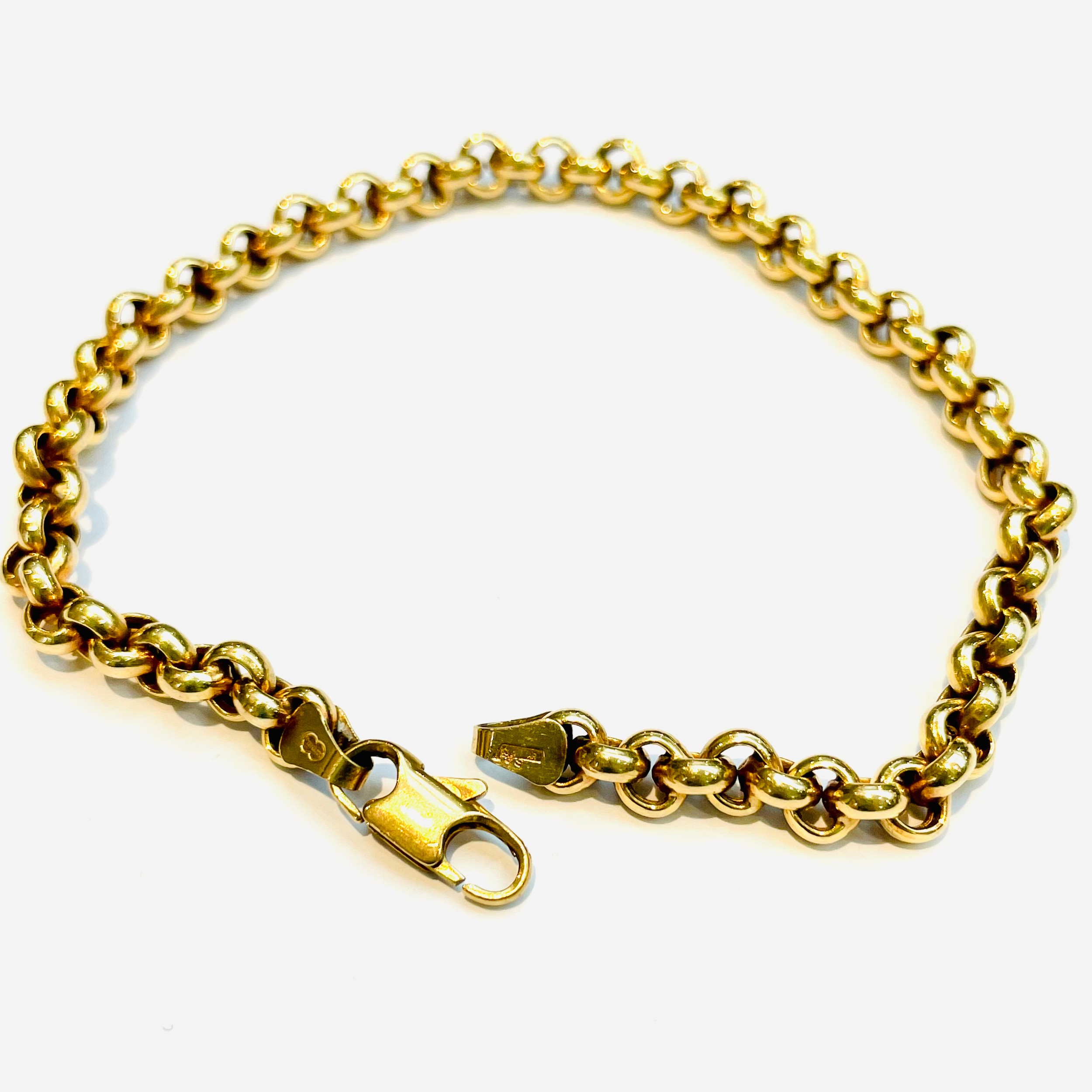 A 9ct yellow gold rollerball belcher bracelet, weighing 7.4 grams.