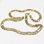 A solid 9ct yellow gold Figaro link chain, weighing 33.9 grams, 24 inches in length.