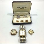 A ladies 9ct gold Omega cocktail watch, an early 20th century 14ct gold Elgin watch, (both A/F),