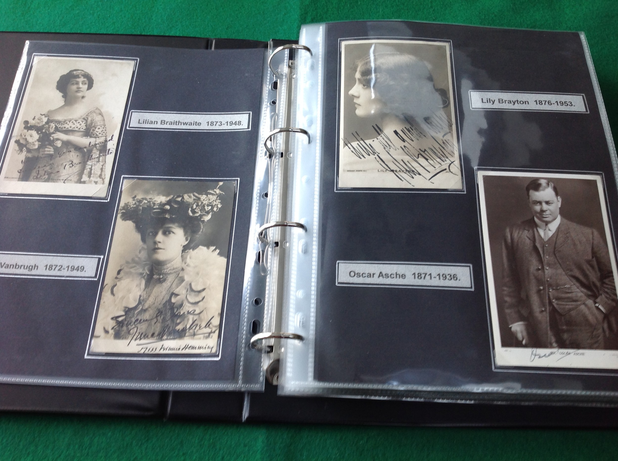 A postcard album of postcards and old theatre programmes relating to Shakespeare plays, comprising