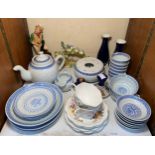 A quantity of Chinese blue and white porcelain 'rice ware', together with two Coalport porcelain