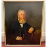 19th Century English School. Half-length seated portrait of an elderly bearded gentleman wearing