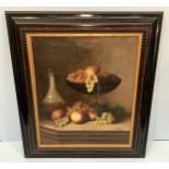A 19th century still life study of fruit in a bowl, signed 'Darios'' Oil on canvas, multiple repairs
