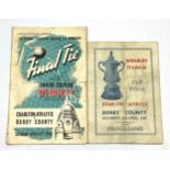 Football Interest: 2x FA Cup Final Programmes, Wembley 1946, Charlton Athletic v Derby County,