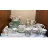 Minton 'Haddon Hall' porcelain dinnerwares including seven large plates, three graduated cake