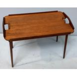 A mid-20th century foldable teak and oak tray table by Bendt Winge for Aase, Norway, 1960,