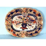 A 19th century Staffordshire pottery serving dish, with Japanese Imari style decoration, 27cm