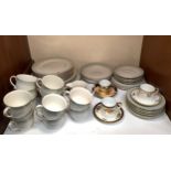 A Royal Doulton 'Berkshire' part dinner / tea service together with three Noritake coffee cans and