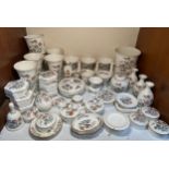 Approximately 60 pieces of Wedgwood Kutani Crane porcelain including trinket pots, vases, pin
