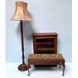 An Edwardian walnut single-door pier cabinet, 74cm wide, together with a duet piano stool with