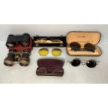 A small collection of assorted vintage sunglasses and spectacles including a cased pair by Giorgio