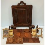 A pair of gilt framed easel mirrors / picture frames (one af), together with a pair of gold