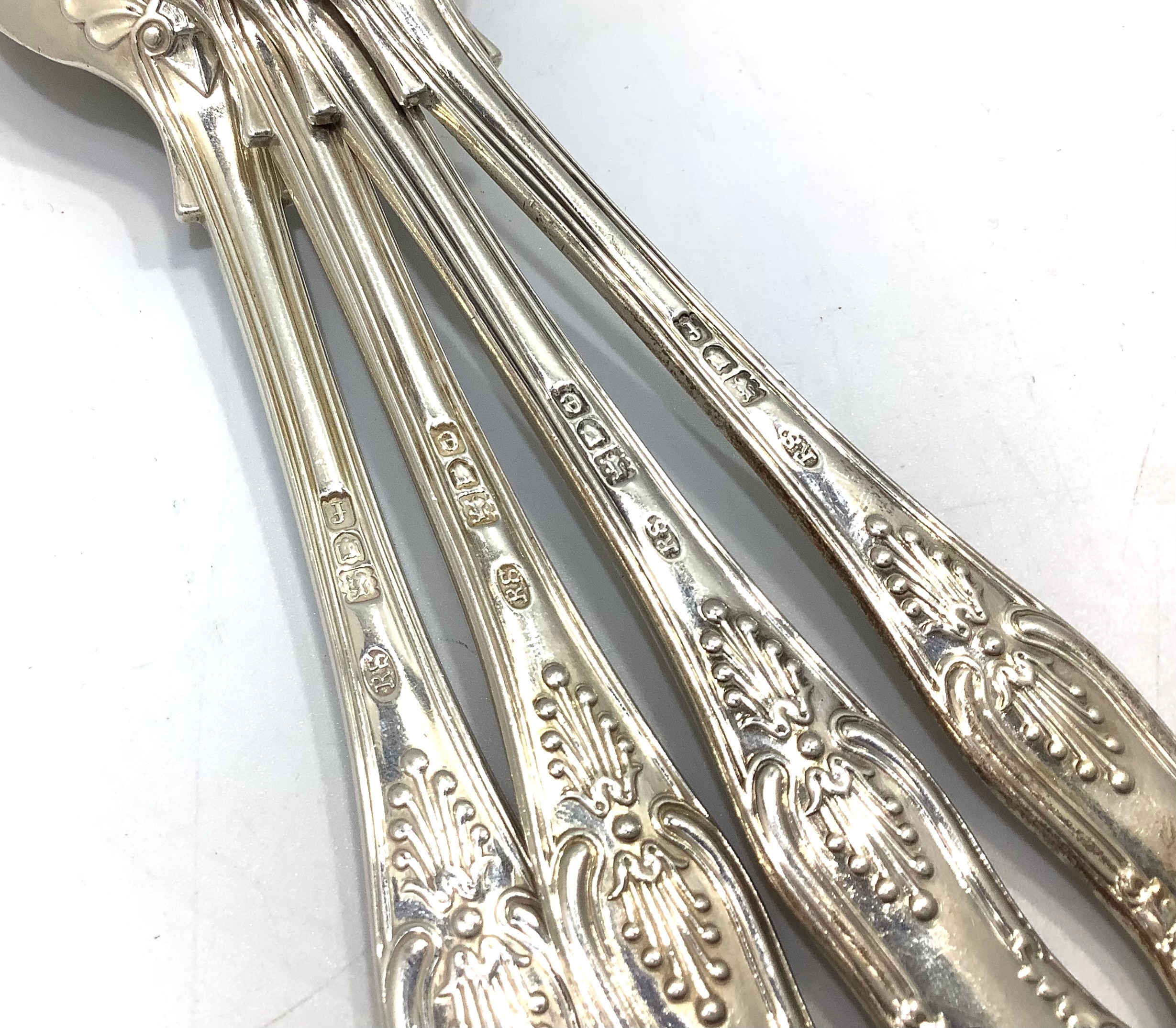 Four large silver Queens pattern serving spoons, London, 1900, maker's mark of Robert Stebbings, - Image 2 of 2