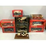 Ten assorted boxed scale model cars including Franklin Mint Precision Models, Burago and Tonka