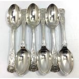 Six silver Queens pattern spoons, Sheffield, 1937, maker's mark of Walker & Hall, 12.67 ozt