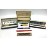 A Cross 1/20 14kt plated pen and propelling pencil set, boxed, together with a Parker 51 pen,