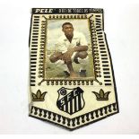 A vintage Pele, Santos FC 'SFC' photo pennant. Pennant is fabric with a photograph to centre, top of