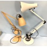 An Anglepoise lamp finished in white, marked 'Anglepoise' to shade, on circular base, together