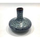 A Chinese pottery small vase of compressed onion form with Robin's egg speckled blue glaze, D & S
