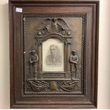 A moulded gilt gesso photograph frame for fallen soldiers of WW1, with outer oak frame, 56x46cm