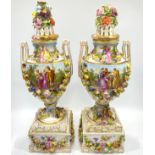A pair of similar large late 19th Century Carl Thieme, Potschappel (Dresden) twin-handled flower-