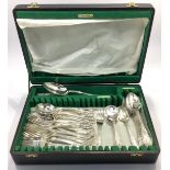 A quantity of Queens pattern silver-plated flatware together with a canteen (not matching)