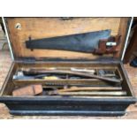 A Shipwright's tool chest complete with a large amount of carpentry tools, marked H Fisher SW to