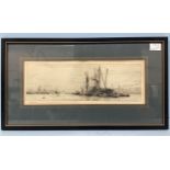 William Lionel Wyllie (1851-1931) 'Unloading Cargo On The Thames At Purfleet', pencil signed