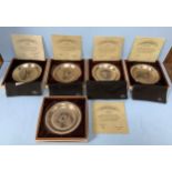 A set of five French silver plates marked '925' with fauna etchings after Bernard Buffet including a