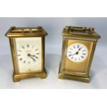 Two various brass cased carriage clocks, one a French example by Bayard, with 8-day movement