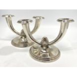 A pair of loaded Norwegian .830 grade silver two-light candlesticks c.1930's, with central shell