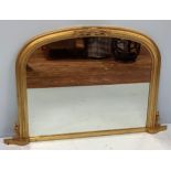 A gilt painted over-mantel mirror with shell capped finial and applied mounts, approx. 85 x 130cm