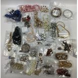 A large selection of various costume jewellery, 65 items approximately including necklaces,