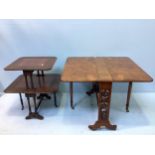 A Victorian burr walnut drop-leaf Sutherland table, with turned gate-leg supports, an Edwardian