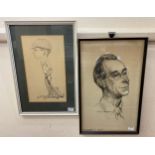 Juliet Pannett (1911-2005), portrait study of Maurice Cole, signed and titled, charcoal heightened