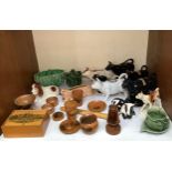 A mixed lot of ceramics and collectables including six various cow creamers, Sylvac spaniel and