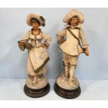 Johann Maresch. A pair of Austrian painted terracotta figures of a companion couple in 17th