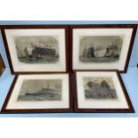 Three various engravings of the Bermuda floating dock on its way from Sheerness to the Downs passing