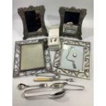 A pair of silver-plated easel mirrors with art nouveau style frames, together with a silver cameo