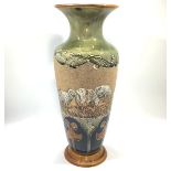 A Royal Doulton Baluster stoneware vase, by Hannah Barlow, incised with a continuous band of