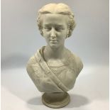 An Art Union Crystal Palace parian porcelain bust of Princess Alexandra, modelled by F. Miller, 30cm