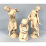 A pair of Parian porcelain figures of classical maidens carrying amphora urns, approx. 35cm high,