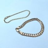A 9ct gold flat curb link bracelet, together with flat bar and link bracelet, weighing total of 17.7