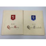 Two 1930's/40's Cunard cruise ship programmes for R.M.S. Queen Elizabeth and R.M.S. Queen Mary,