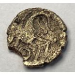 Icene Irstead type Gold Quarter Stater, Obv. latticed square on two opposed crossconts, Rev. horse