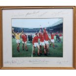 England 1966 World Cup Interest: Colour photo signed to border mount by eight players: Martin