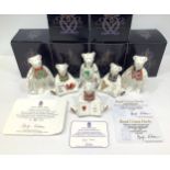 Six assorted Royal Crown Derby bears including 'Ireland Rugby Bear', limited edition 81/500, with