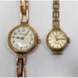 ADDENDUM MABEL TURNER WATCH REMOVED. A ladies 9ct gold Rotary wristwatch on yellow metal bracelet (