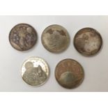 A set of five proof struck silver medallions by Slade Hampton & Son Ltd, each medallion honours